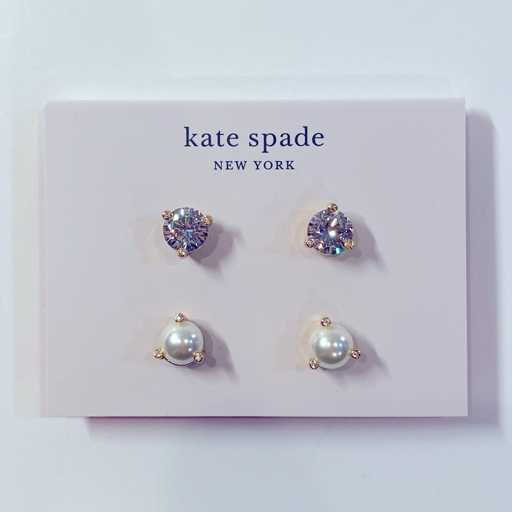 ❌SOLD OUT❌ KATE SPADE Earring Set - Pearl and Diamond (Brand New, Never Worn) - Picture 5 of 9
